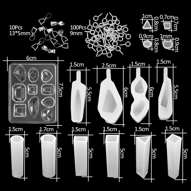 1 Set Mixed Style Silicone Epoxy Resin Casting Molds UV Tool Set For DIY Pendant Jewelry Making Finding Accessories Supplies