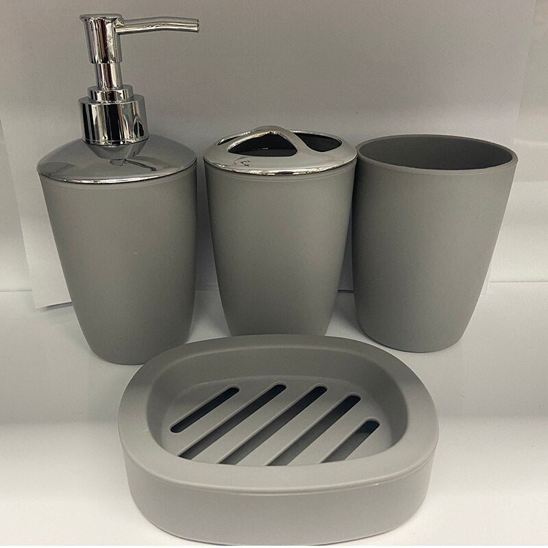 4Pcs Bathroom Set Plastic Soap Dispenser Bottle Washroom Toothbrush Holder Cup Suit Bathroom Accessories