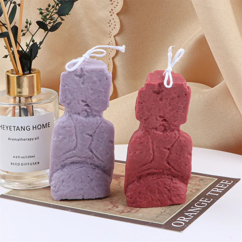 Hot Big Nose Stone Man Candle Silicone Mold Easter Island Moai Statue Crafts Abstract Carving Upper Body Epoxy Resin Mould