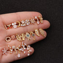 Hot 1piece  Steel Copper Fish Hand Tree CZ ear piercing jewelry steel barbell daith earrings helix cartilage studs Piercing