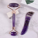 Amethyst Massager Natural Stone Facial Roller Gua Sha Tools Set SPA Acupuncture Scraping Crystal Body Face Health Care Massage