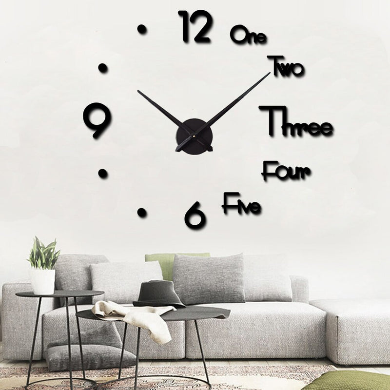 New 3D DIY Large Wall Clock Modern Design Wall Sticker Clock Silent Home Decor Living Room Acrylic Mirror Nordic Wall Clock