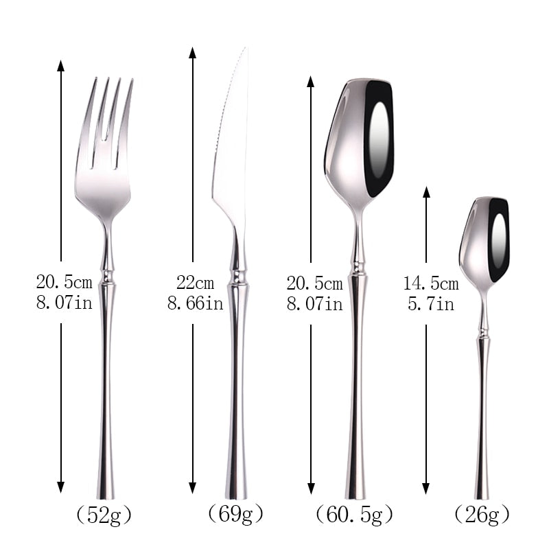 Forks Knives Spoons Dinner Set Cutlery European Wester Kitchen Dinnerware Stainless Steel Home Party Tableware Set Dinnerware