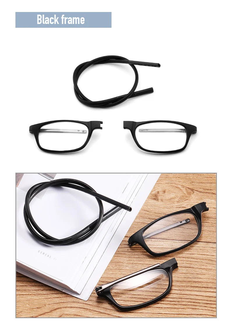 MGHBHS high-grade TR magnetic absorption hanging neck reading glasses for men and women portable magnet reading glasses