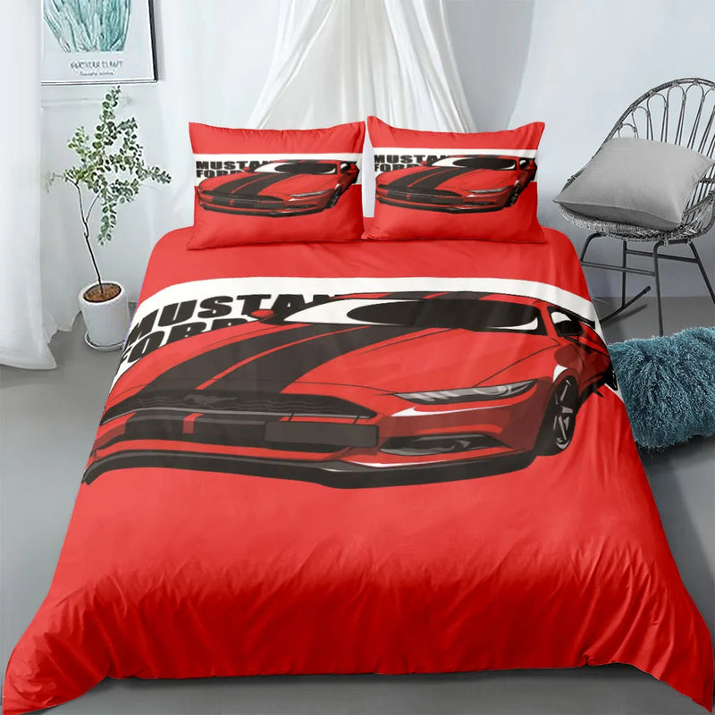 Automobile Poster Fans Bedding Set King Queen Double Full Twin Single Size Bed Linen Set