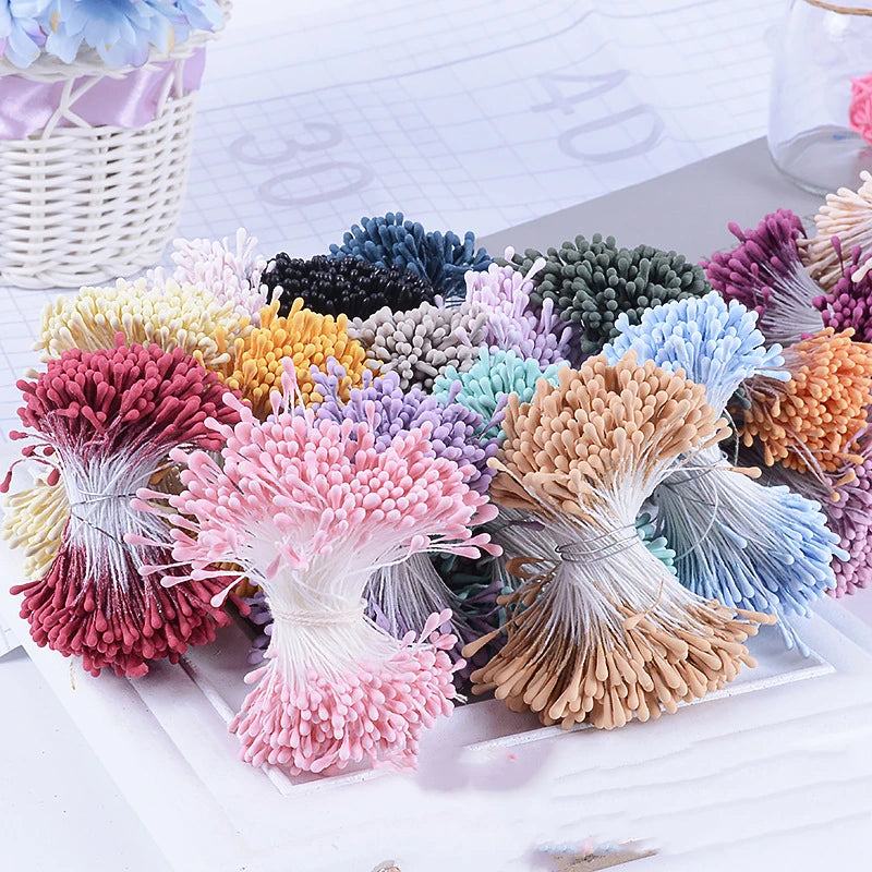 400pcs Mini Stamen Artificial Flower Head Supplies Bundle DIY Cake Christmas Wedding Gifts Box Accessories Wreaths Decoration