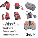 Technical Enhanced Motor Kit Power Function Switch IR Remote Control Receiver Battery Box Train Motors High-tech parts Sets