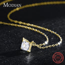 Modian Real 925 Sterling Silver Square Emerald cut Clear CZ Classic Necklace Pendant For Women Wedding Charm Fine Jewelry 2020