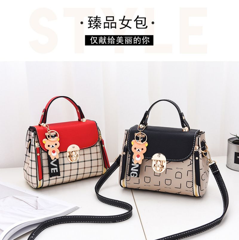 OkoLive SB0046 Korean New Fashion Women School Cute Litter Bear PU Leather Waterproof Handbag Simple Women&