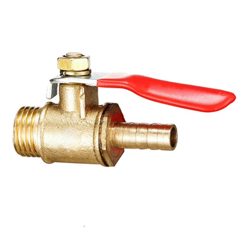 1pcBrass ball valve 4-12mm hose barb 1/8''1/2''1/4'' male thread, female thread joint, straight joint, for water, oil, fuel pipe