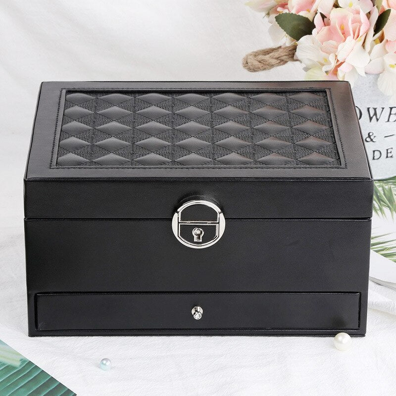 Fashion Design Leather Jewelry Box Watch Case Jewel Package Storage Large Space  Ring Necklace Bracelet Holder Hot Selling