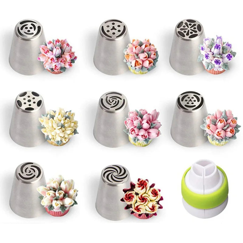 Tulip Pastry Nozzles Set Kit for Cream Stainless Steel Russian Icing Piping Tips for Baking Cake Decorating Confectionery Tool
