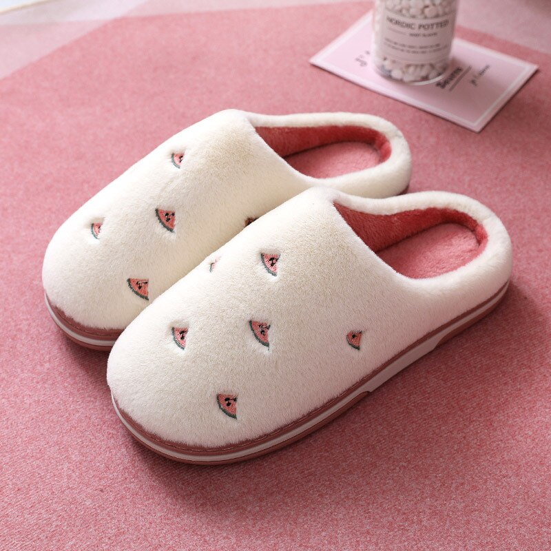 Fashion Fruit Indoor Slippers Women Warm Plush Home Slipper Anti-slip Soft Lovers Winter Shoes Banana Cherry Ladies Slides SH450