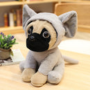 20/35cm PUG Dog Cute Animal Dogs Cos Cosplay Dinosaur Rabbit Elephant Lion Sheep Leopar Stuffed Dolls Kids Birthday X-mas Gifts