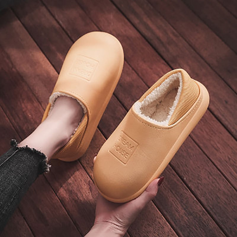 Winter Warm Cotton Slippers Women Thick Bottom Plus Velvet Anti-Slip Loafer Home Shoes Woman Waterproof Couple Slipper Shoes