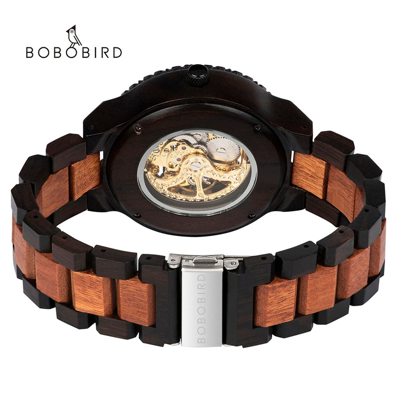 Bobo Bird-Reloj de pulsera de madera para hombre, accesorio masculino de pulsera resistente al agua con mecanismo automático de movimiento, complemento mecánico de marca de lujo con esfera luminosa, 2020