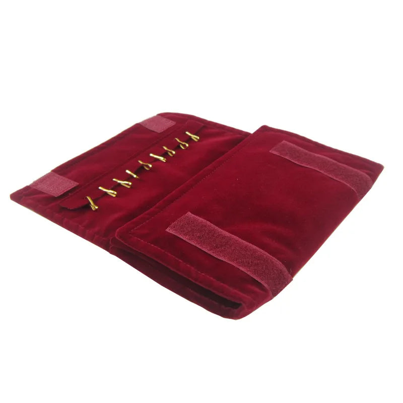 Elegant Velvet Jewelry Organizer Roll Travel Zipper Bag Carrying Case For Multiple Necklace Ring Earrings Storage Desktop Drawer