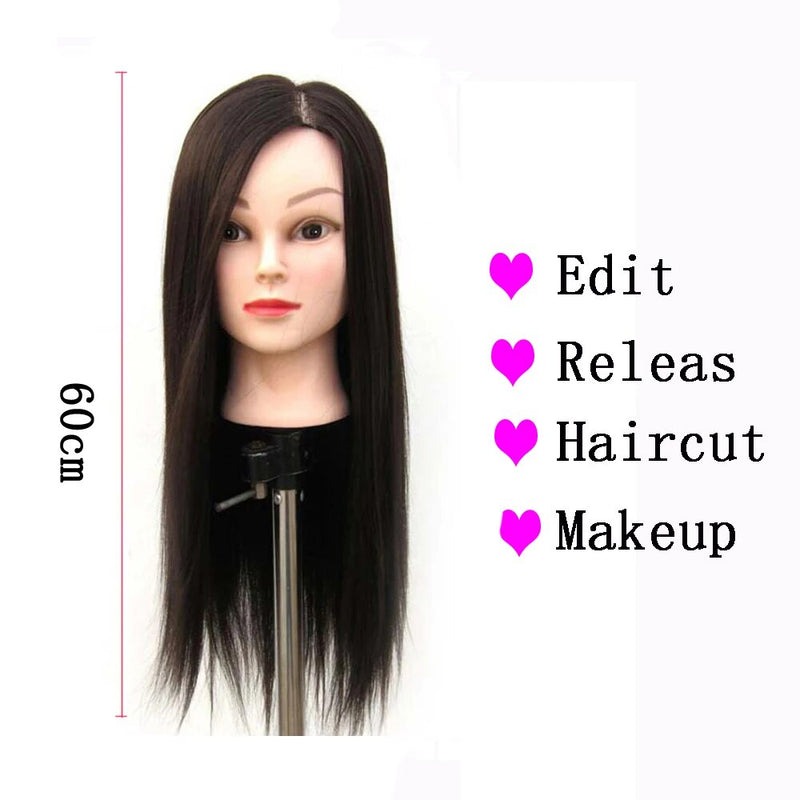 Mannequin Head Hair Styling Training Head Manikin Cosmetology Doll Head Straight Synthetic Fiber Hairdressing Training Mode