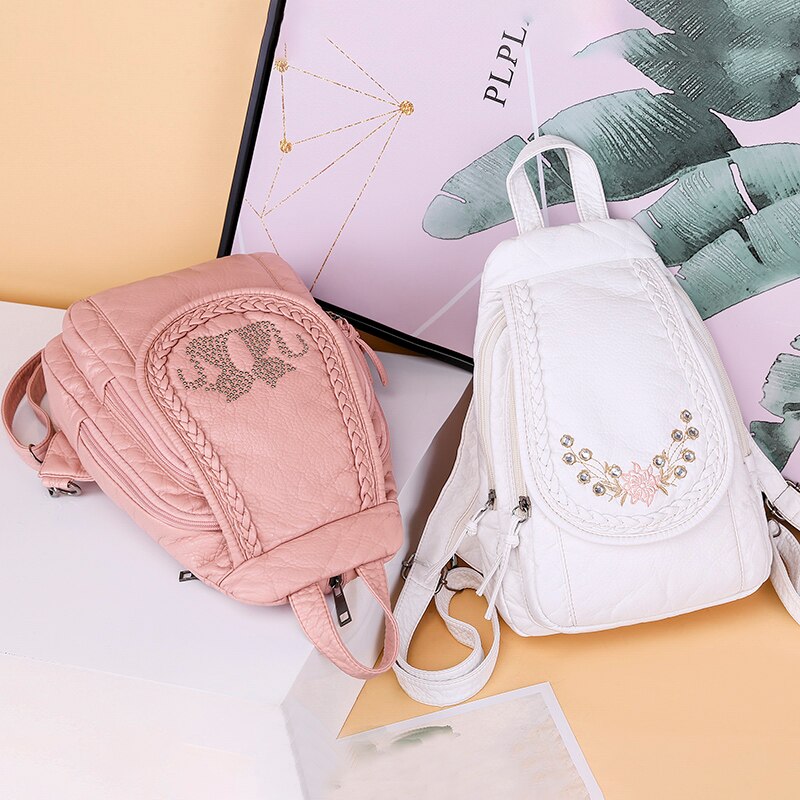 High Quality Soft PU Leather Backpack Women Small Chest Bags Fashion School Bag Casual Shoulder Bags for Women 2021 New Mochila