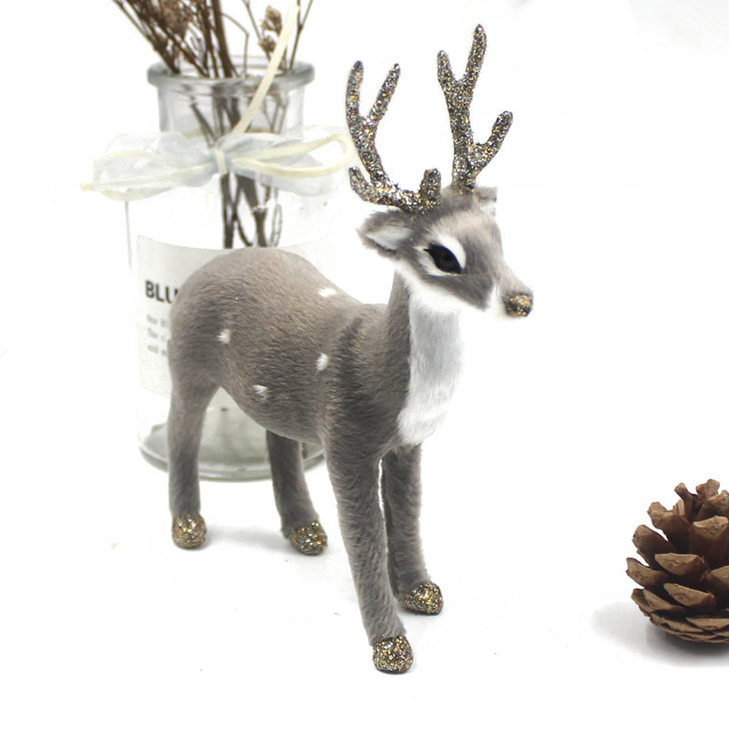 Simulation Christmas Deer Model Favor Xmas Home Decoration Craft Ornaments Display Table Reindeer Elk Animal Miniatures Kid Gift