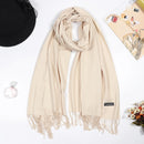 Winter Cashmere Women Scarf Female Luxury Brand Scarves Lady Tassel Bandana Women Solid Shawl Wraps Foulard Tippet Pashmina