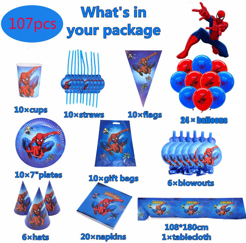 10/20 people Spiderman Theme Birthday Party Decorations Set Paper Cup 7inch Plate Superhero Baby Shower Kids Boys Party Supplies