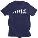 Funny Mountain Biking Evolution Top T Shirt Men Pure Cotton T-Shirt Father's Day Mtb Bike Cyclist Tee Clothing Camisas Biker