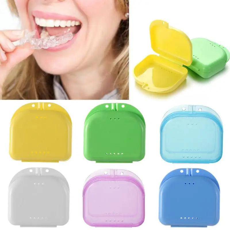 6 Colors Fake Teeth Orthodontic Case Tooth Retainer Mouth Guard Denture Storage Plastic Box Oral Hygiene Supplies Box Case