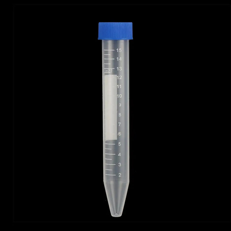 10Pcs 15ml Transparent Screw Cap Cone Bottom Centrifugal Tube with Scale Free-standing Centrifuge Tube Laboratory Vial Container