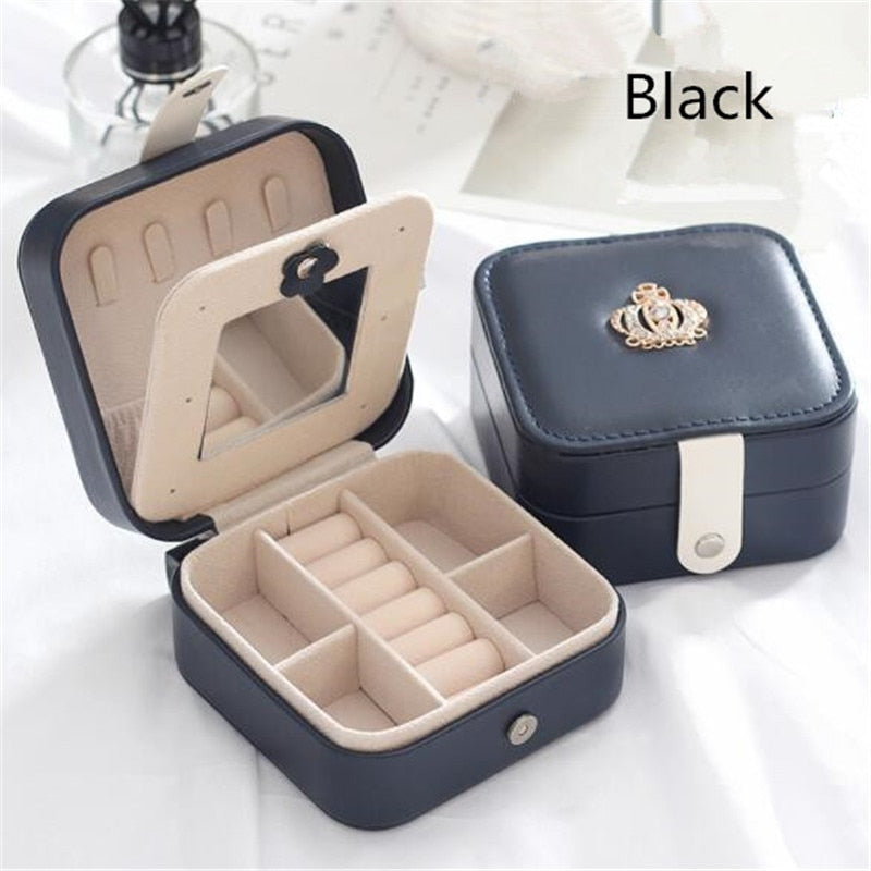 WE Bling PU Travel Portable Locked Jewelry Storage Box Three-layer Makeup Organizer Ring Earring Necklace Pouch Case Accessories