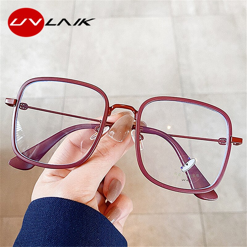 UVLAIK Transparent Computer Glasses Frame Women Men Anti Blue Light Round Eyewear Blocking Glasses Optical Spectacle Eyeglass