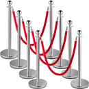 SucceBuy 35.4 Inch Gold/Silver Crowd Control Stanchion Posts Queue Red/Black Velvet Rope Line Barrier w/ Stable Base for Stadium