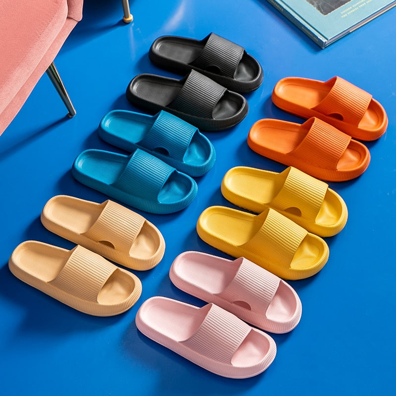 Women Thick Platform Slippers Indoor Bathroom Slipper Soft Eva Anti-Slip Couples Home Floor Slides Ladies Summer Shoes