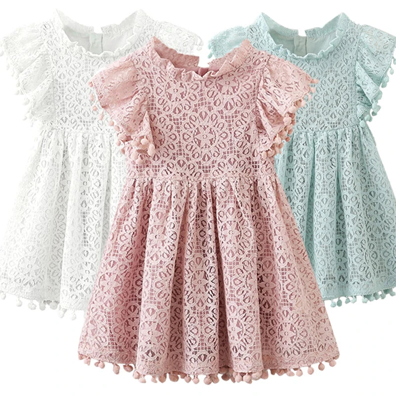 Girls Lace Flower Dress Summer Ball Gown Brithday Dresses Infant Baby Kids Cotton Princess Party Dress Children Clothing