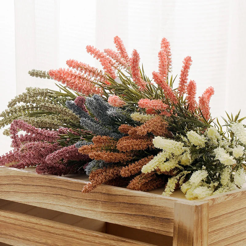 Artificial Beautiful Lavender Flowers Foam Wheat Crafts Fake Flower Wedding Home Artificial Plants Bouquet Christmas Decoration