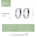 BAMOER 925 Sterling Silver Simple Check Fashion Ear Buckles for Women Light Pink & White Color Hoop Earrings Fine Jewelry Gift