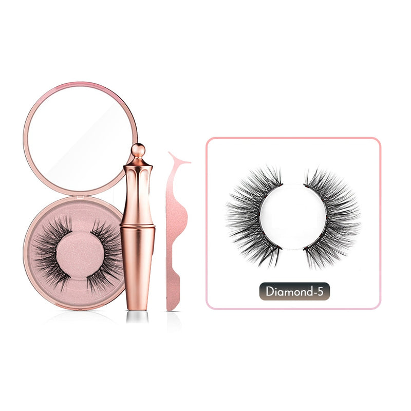 Magnetic False Eyelashes No Glue Full Eye 5 Magnet Reusable Fake Eyelashes Natural Soft Eyelashes Extension Magnetic Eyelash Kit