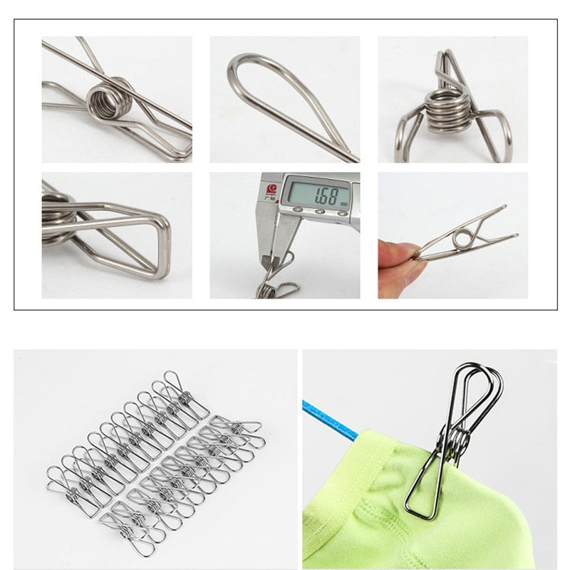 6cm/6.5cm Stainless Steel Clips Clothes Pins Pegs Holders Clothing Clamps Sealing Clip Household Clothespin Clips for Hangers