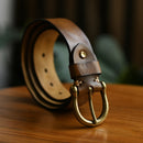 Handmade Classic Retro Style Pure Copper Horseshoe Buckle No interlayer Cowhide Men's Belt Genuine Leather Jeans Man design Belt