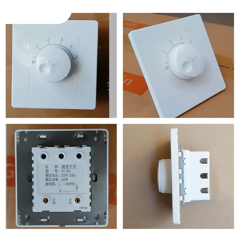 Universal Surface Mounted Ceiling Fan Speed Controller Fan Speed Control Switch Five-speed Electric Fan Switch Square