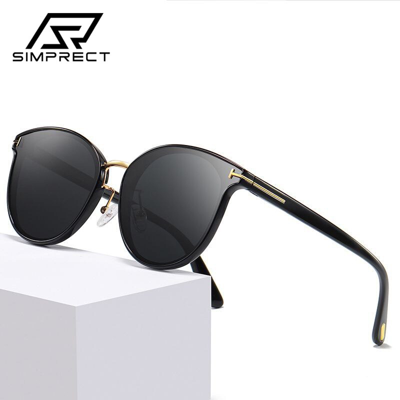 SIMPRECT Round Polarized Sunglasses Women 2023 Luxury Brand Designer Quality Sun Glasses Fashion Retro Vintage Shades For Women