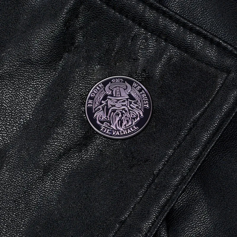 In Odin We Trust Til Valhall Badge Viking God Jewelry