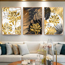 Golden Leaves Plant Picture Home Decor Nordic Canvas Painting Wall Art Marbling Backdrop Art Posters and Prints for Living Room