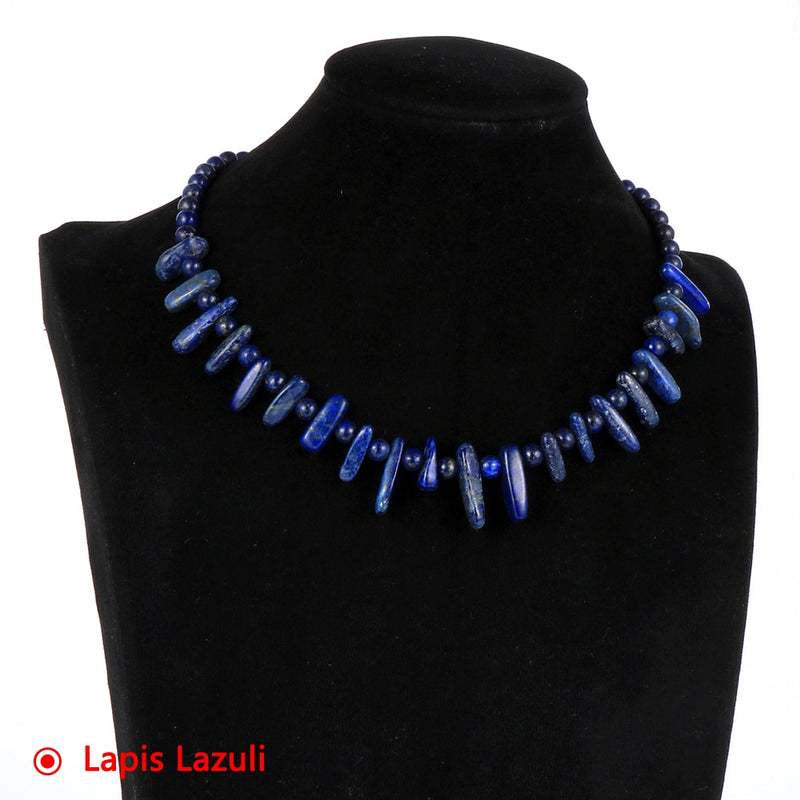 Women Natural Stone Amethyst India Onyx Lapis Lazuli Necklace Irregular Gemstone Beaded Clavicle Chain Chokers Party Jewelry