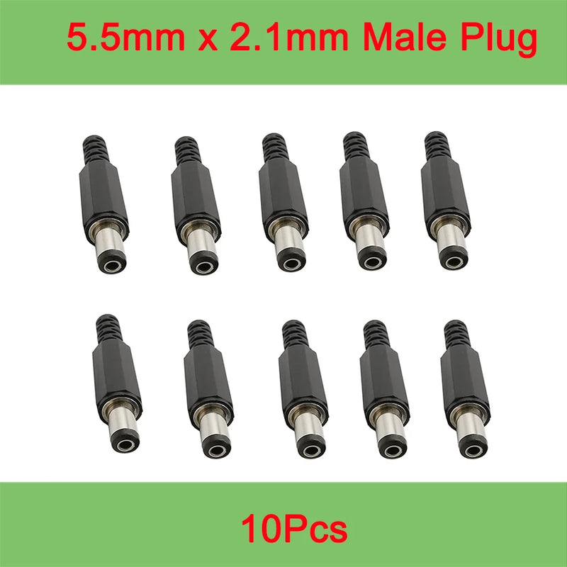 10Pcs DC Power Jack Socket Connector 5.5*2.1mm 3.5x1.3mm Male Female DC005 DC022 DC099 DC plug socket Nut Panel Mount Adapter