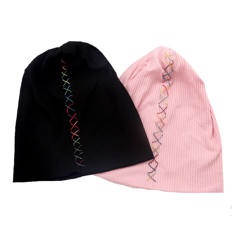 Soft colorful ribbon cotton ribbed hats for women hat 2020 New Spring Winter Slouchy hats ladies Girls Skullies Beanies Gorros