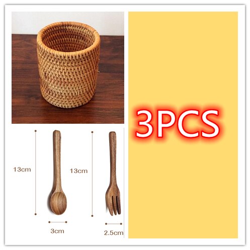 Handmade Rattan Chopsticks Spoon Table Knife Fork Tableware Storage Box Household Storage Basket Storage Rack Kitchen Tools