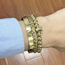 3pcs/Set Hot Men Titanium Steel Roman Numeral Bracelet Horseshoe Buckle Bangles Pulseira Bileklik Luxury Handmade Jewelry