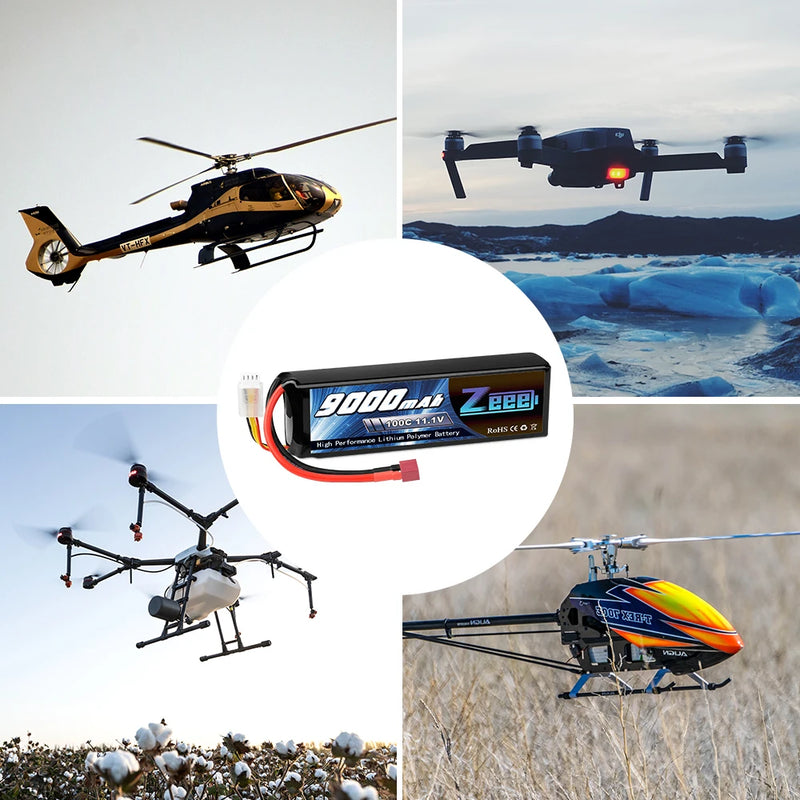 Zeee 3S 9000mAh Lipo Battery 11.1V 100C Deans Connector with Metal Plates for RC Car Truck Buggy Tank RC Hobby Models RC Parts