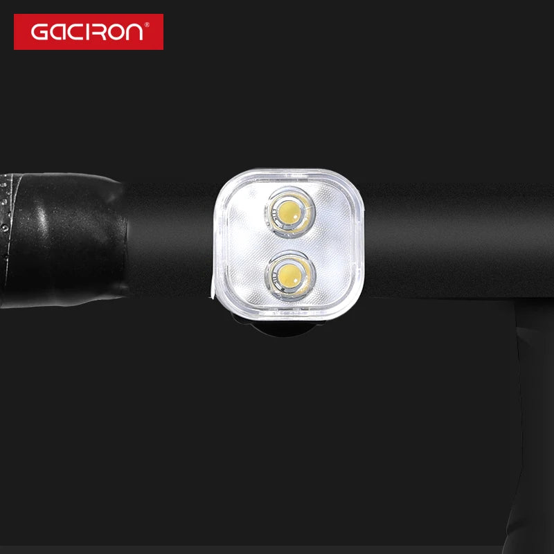 GACIRON Bicycle Warning Front Light Rainproof MTB Bike Head Light USB Rechargeable Safety Warning Cycling Night Bike Flashlight